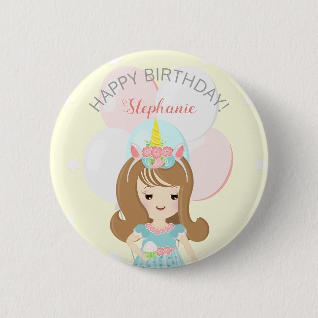 Badge Rond 5 Cm Princesse Unicorn (Devant)