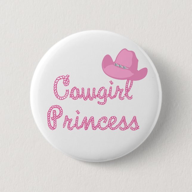 Badge Rond 5 Cm Princesse With Pink Hat de cow-girl (Devant)