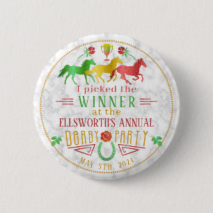 Badge Rond 5 Cm Prix du vainqueur coloré du Derby Day Party