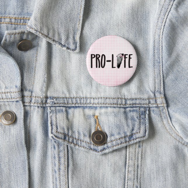 Badge Rond 5 Cm Pro-Life Baby Footprints with Bow (En situation)