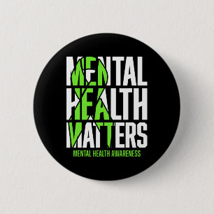 Badge Rond 5 Cm Problèmes de santé Green Ribon Mental Health Award