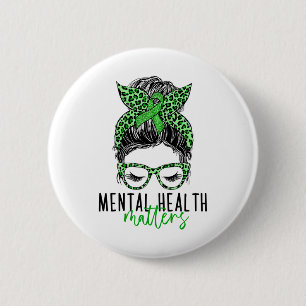 Badge Rond 5 Cm Problèmes de santé Messy Bun Femme Neurodiversité