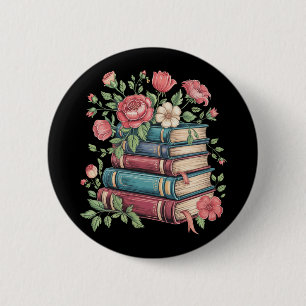 Badge Rond 5 Cm Professeur Amateur de Livres Retour à l'École Fleu