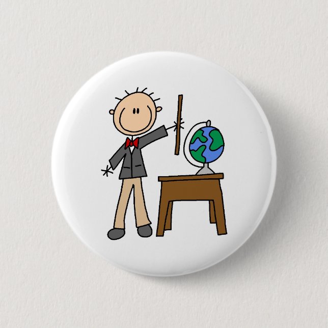 Badge Rond 5 Cm Professeur avec le globe (Devant)