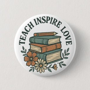 Badge Rond 5 Cm Professeur Boho - Enseigner Inspirer l'amour Vinta