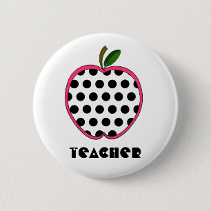 Badge Rond 5 Cm Professeur d'Apple de point de polka