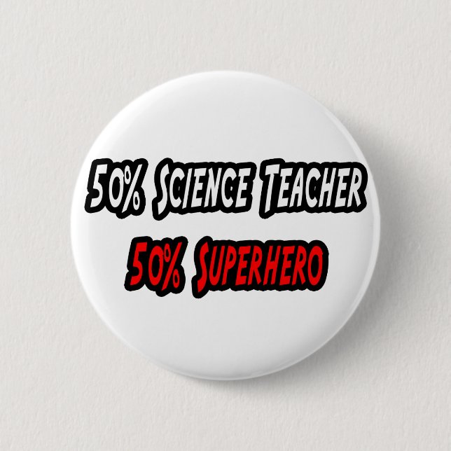 Badge Rond 5 Cm Professeur de sciences / Superhero (Devant)