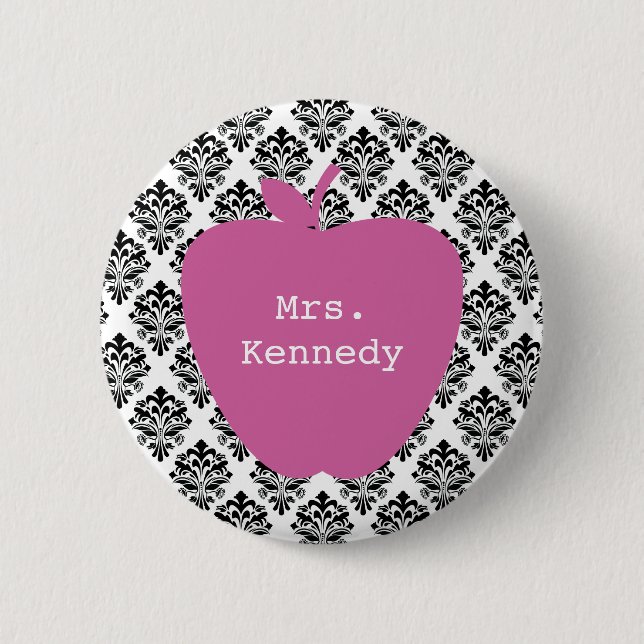 Badge Rond 5 Cm Professeur rose de damassé d'Apple (Devant)