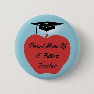 Badge Rond 5 Cm Professeur rouge d'obtention du diplôme d'Apple