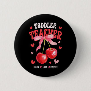 Badge Rond 5 Cm Professeur Toddle Enseigner Amour Inspirer Cerise