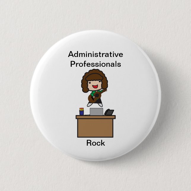 Badge Rond 5 Cm Professionnels de l'administration Rock (Brunette) (Devant)