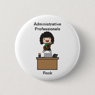 Badge Rond 5 Cm Professionnels de l'administration Rock (cheveux f
