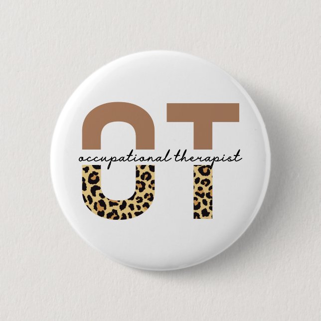 Badge Rond 5 Cm Professithérapeute OT cheetah cadeaux (Devant)