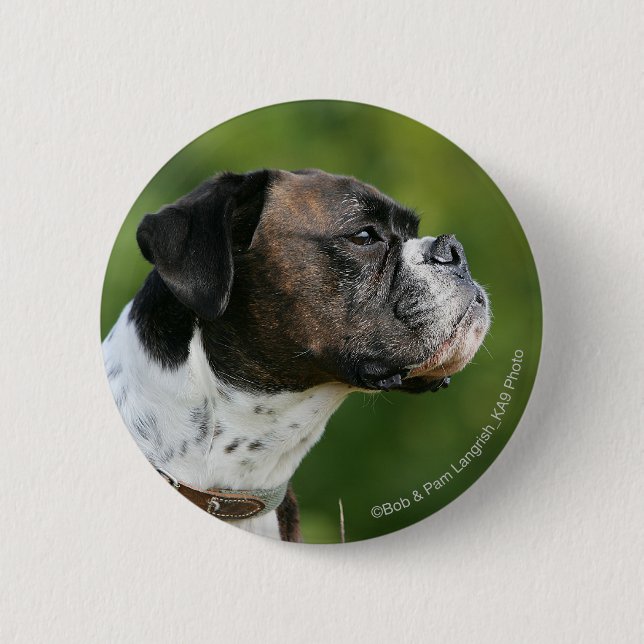 Badge Rond 5 Cm Profil de chien de boxeur (Devant)