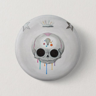 Badge Rond 5 Cm profondément dans le bouton de crâne