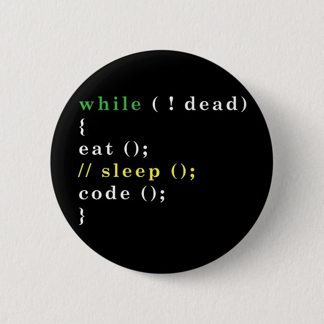 Badge Rond 5 Cm Programme Eat Code Sleep (Devant)