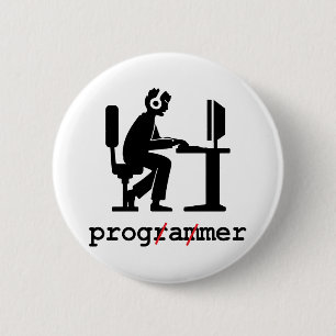 Badge Rond 5 Cm Programmeur par jour, Gamer par nuit