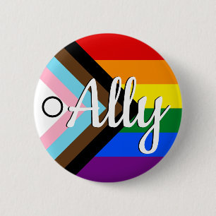 Badge Rond 5 Cm Progrès Fierté avec J'encercle le bouton Ally