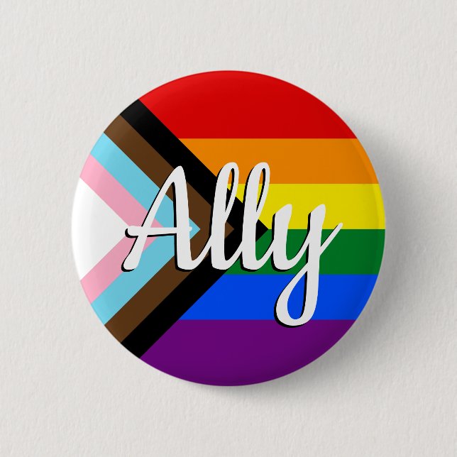 Badge Rond 5 Cm Progress Pride Flag Ally Button (Devant)