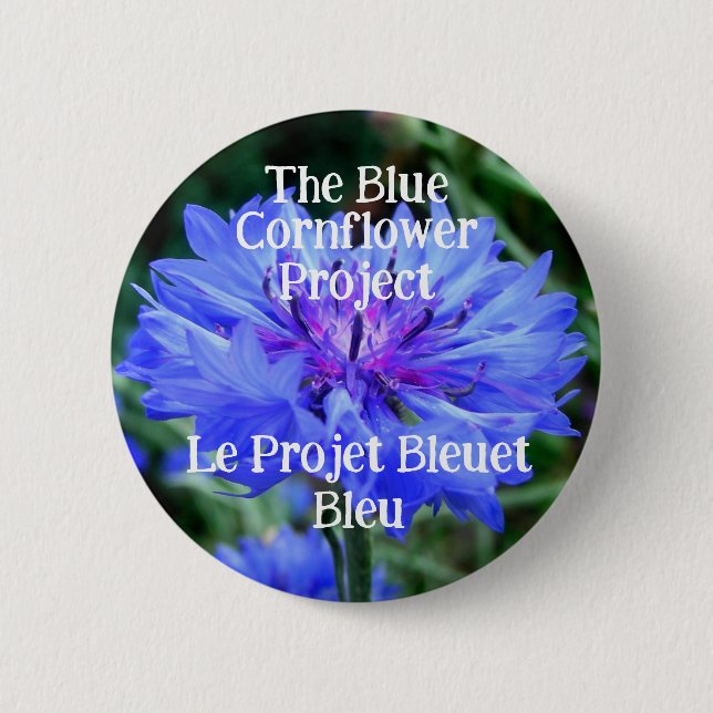 Badge Rond 5 Cm Projet de Cornflower Bleuet Bleu (Devant)