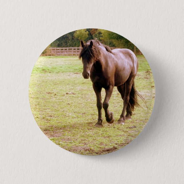 Badge Rond 5 Cm Promenade à cheval Brown relaxante (Devant)