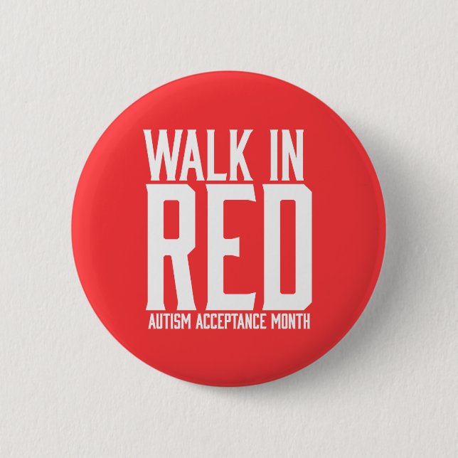 Badge Rond 5 Cm Promenade dans le bouton rouge d'acceptation (Devant)