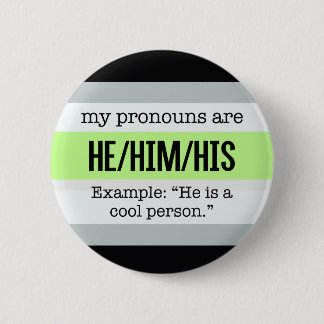 Badge Rond 5 Cm Pronoms de He/Him - drapeau d'Agender