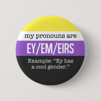 Badge Rond 5 Cm Pronoms d'Ey/Em - drapeau de Nonbinary