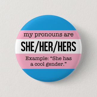 Badge Rond 5 Cm Pronononounes - Drapeau transgenre