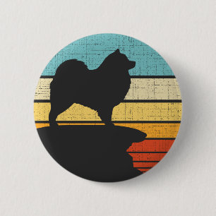 Badge Rond 5 Cm Propriétaire Keeshond Retro Vintage 60s les années
