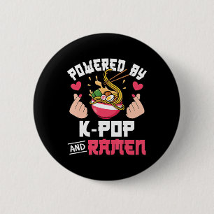 Badge Rond 5 Cm Propulsé Par K-Pop Et Ramen Cute Kpop Music Anime