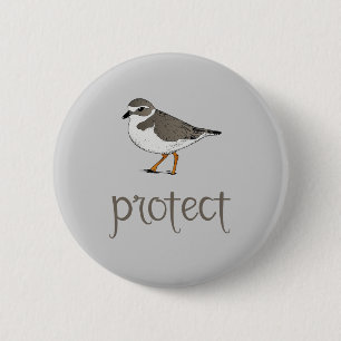 Badge Rond 5 Cm Protéger le Pluvier Siffleur