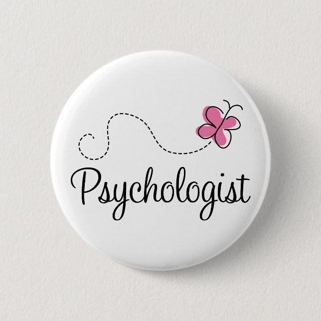 Badge Rond 5 Cm Psychologue rose mignon de papillon (Devant)