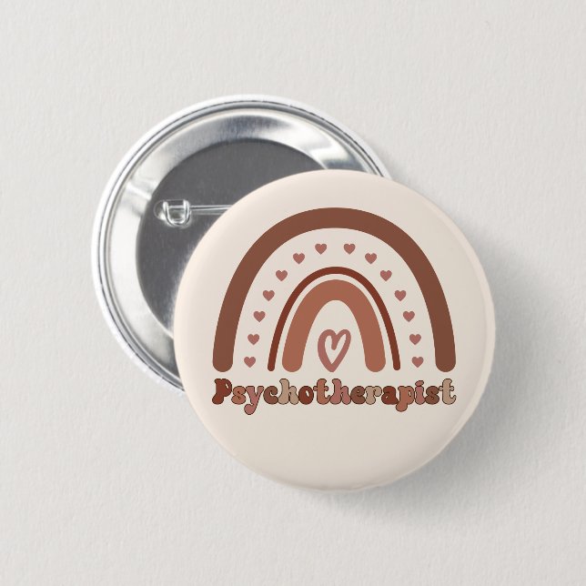 Badge Rond 5 Cm Psychothérapeute Boho Rainbow (Devant & derrière)