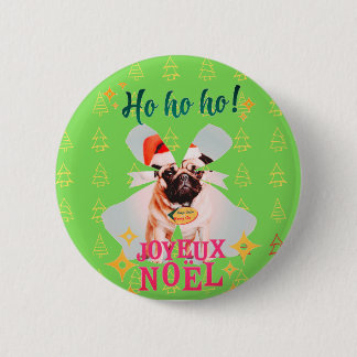 Badge Rond 5 Cm pug de Noël
