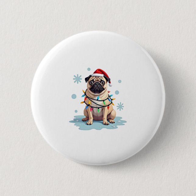 Badge Rond 5 Cm Pug Dog Christmas Men Women (2) (Devant)