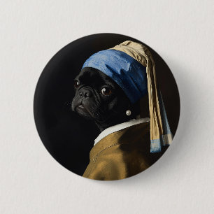 Badge Rond 5 Cm Pug personnalisé comme image iconique populaire