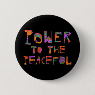 Badge Rond 5 Cm Puissance au paisible (flower power)