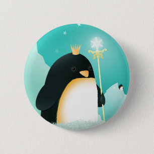 Badge Rond 5 Cm Puissance aux pingouins - la goupille d'empereur