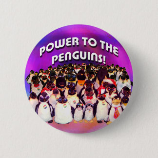 Badge Rond 5 Cm "Puissance bouton à pingouins"