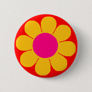 Badge Rond 5 Cm Puissance des fleurs jaunes