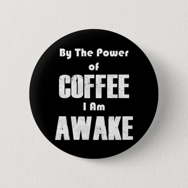 Badge Rond 5 Cm Puissance du café (en blanc) (Devant)