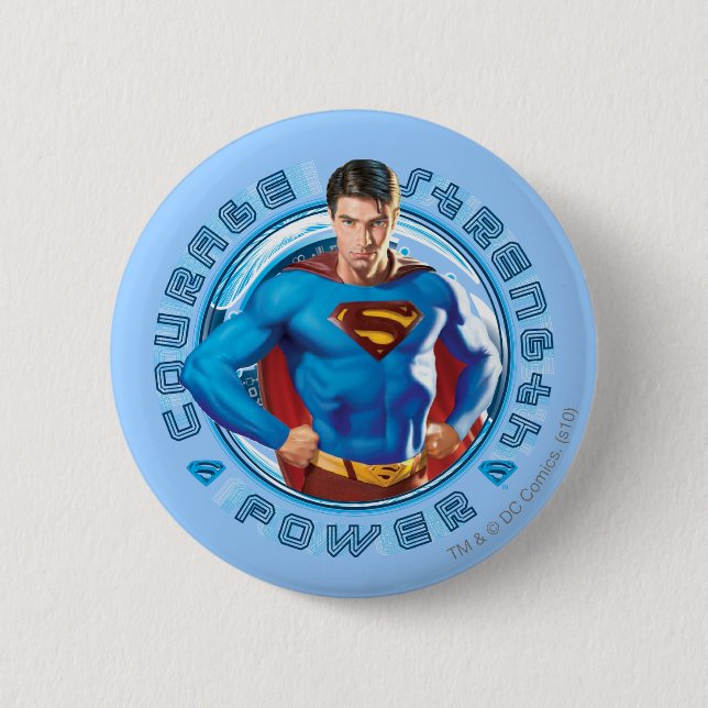 Badge Rond 5 Cm Puissance du courage de Superman (Devant)