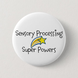Badge Rond 5 Cm Puissance sensorielle ! Bouton jaune d'étoile