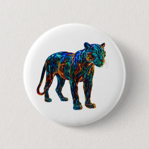 Badge Rond 5 Cm Puissant Panther Art