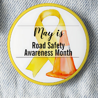 Badge Rond 5 Cm Puisse Ruban Mois de sensibilisation à la sécurité