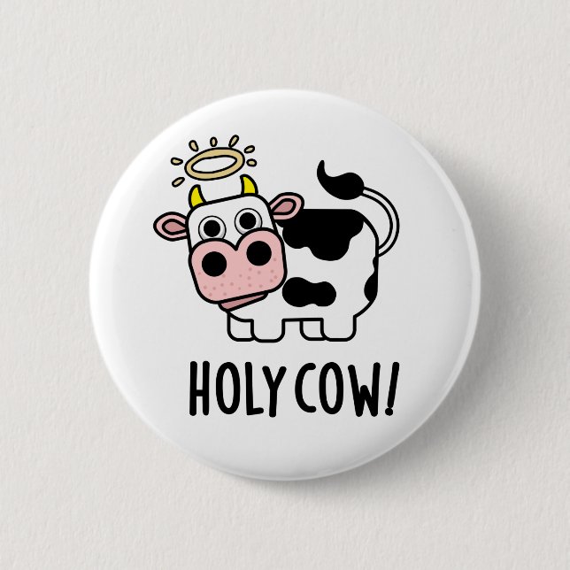Badge Rond 5 Cm Pun animal drôle de vache Saint (Devant)