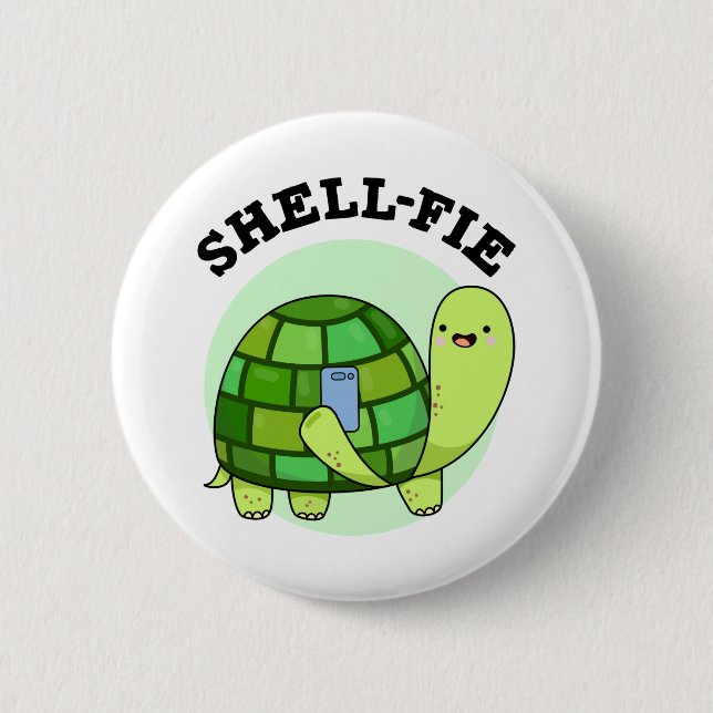 Badge Rond 5 Cm Pun Selfie Tortoise Funny à Shell-fie (Devant)