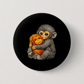 Badge Rond 5 Cm Punch monkey funny cute baby animal hugging plush 