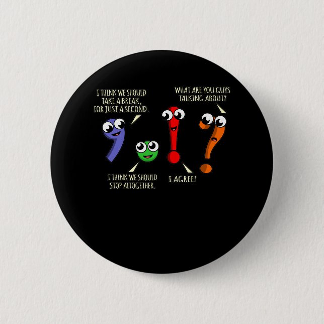 Badge Rond 5 Cm Punctuation Marks English Language Teacher (Devant)